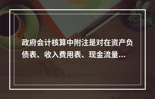 政府会计核算中附注是对在资产负债表、收入费用表、现金流量表等