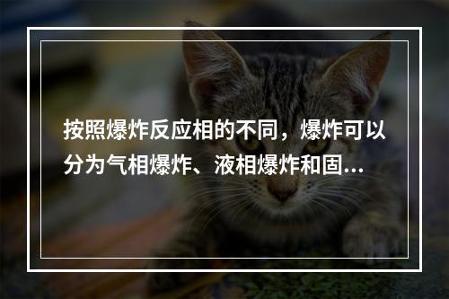 按照爆炸反应相的不同，爆炸可以分为气相爆炸、液相爆炸和固相爆