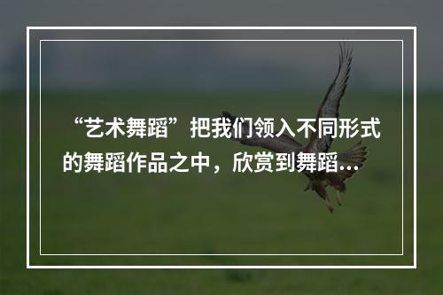 “艺术舞蹈”把我们领入不同形式的舞蹈作品之中，欣赏到舞蹈家的