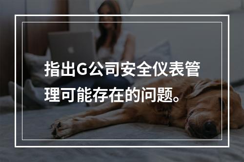 指出G公司安全仪表管理可能存在的问题。