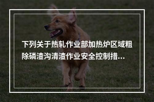 下列关于热轧作业部加热炉区域粗除磷渣沟清渣作业安全控制措施的