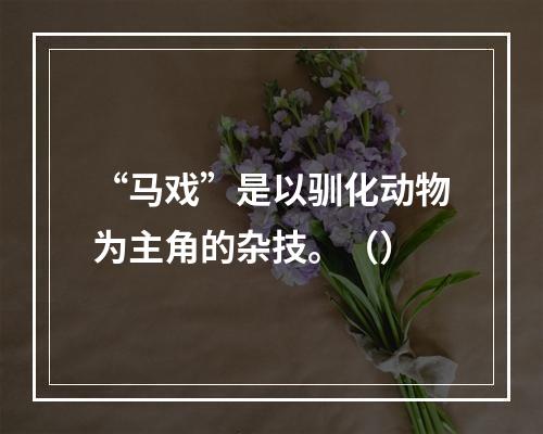 “马戏”是以驯化动物为主角的杂技。（）