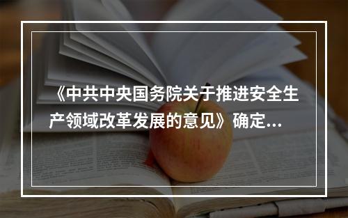 《中共中央国务院关于推进安全生产领域改革发展的意见》确定了安