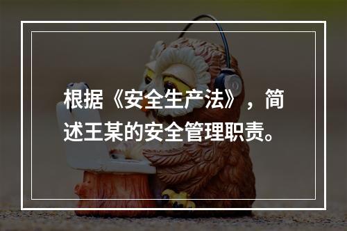 根据《安全生产法》，简述王某的安全管理职责。