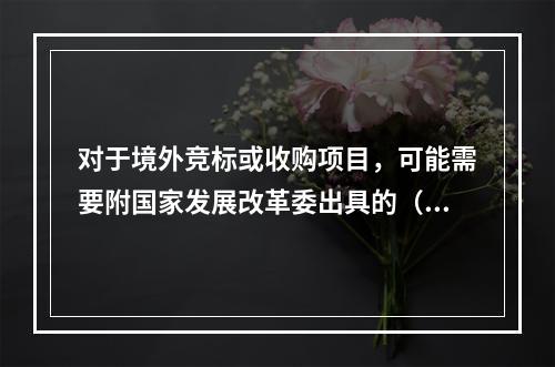 对于境外竞标或收购项目，可能需要附国家发展改革委出具的（　）