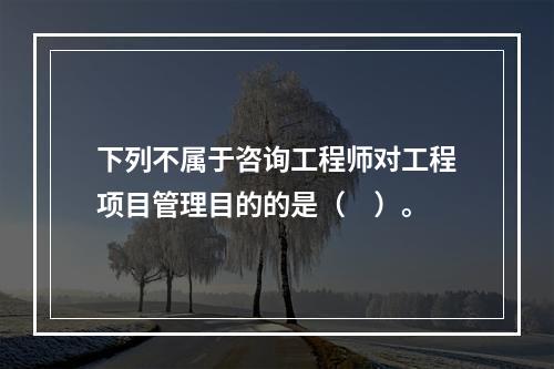 下列不属于咨询工程师对工程项目管理目的的是（　）。