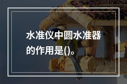 水准仪中圆水准器的作用是()。