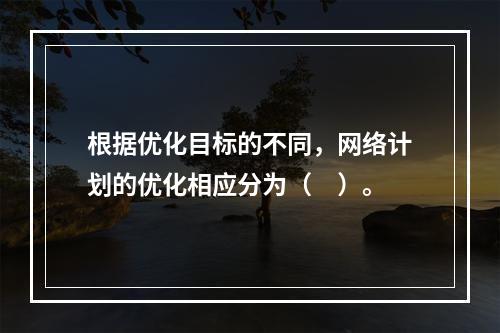 根据优化目标的不同，网络计划的优化相应分为（　）。