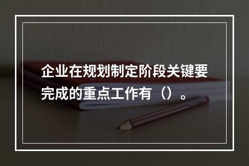 企业在规划制定阶段关键要完成的重点工作有（）。