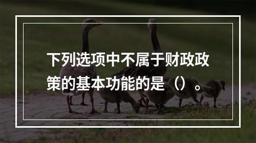 下列选项中不属于财政政策的基本功能的是（）。