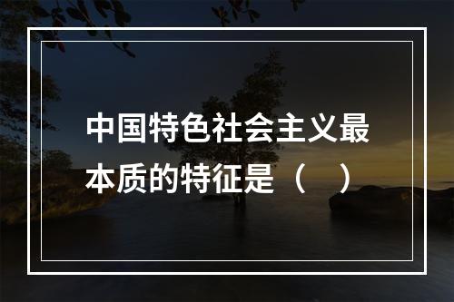 中国特色社会主义最本质的特征是（　）