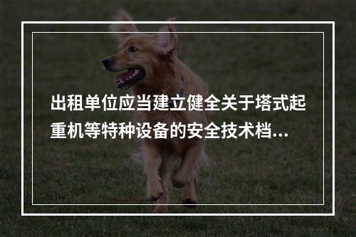 出租单位应当建立健全关于塔式起重机等特种设备的安全技术档案。