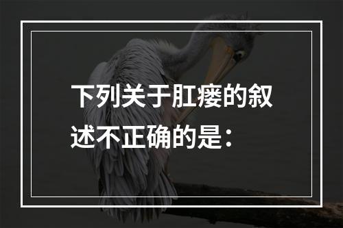 下列关于肛瘘的叙述不正确的是：