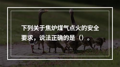 下列关于焦炉煤气点火的安全要求，说法正确的是（）。