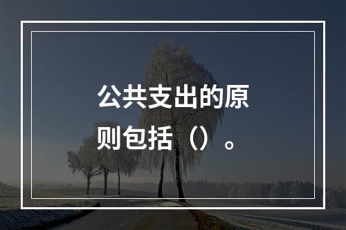 公共支出的原则包括（）。