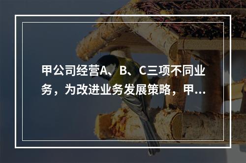 甲公司经营A、B、C三项不同业务，为改进业务发展策略，甲公司