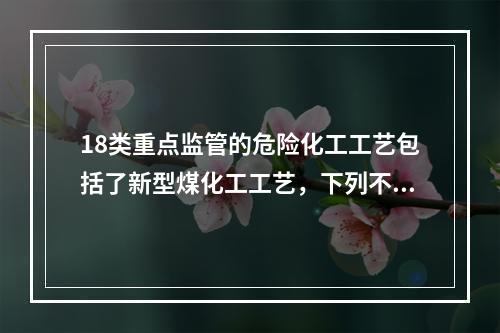 18类重点监管的危险化工工艺包括了新型煤化工工艺，下列不属于