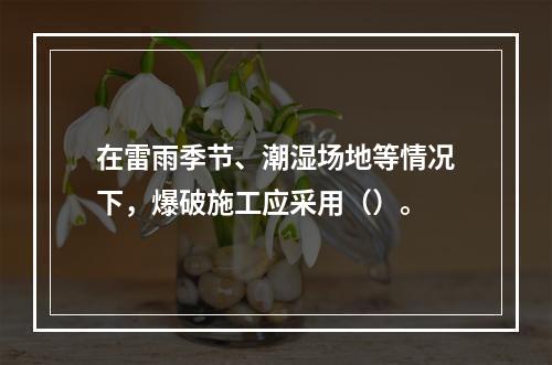 在雷雨季节、潮湿场地等情况下，爆破施工应采用（）。