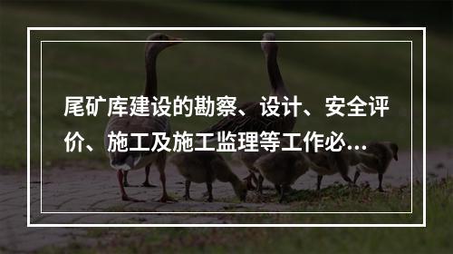 尾矿库建设的勘察、设计、安全评价、施工及施工监理等工作必须由