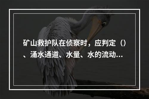 矿山救护队在侦察时，应判定（）、涌水通道、水量、水的流动线路