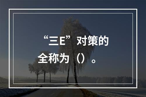 “三E”对策的全称为（）。