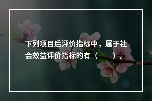 下列项目后评价指标中，属于社会效益评价指标的有（　　）。