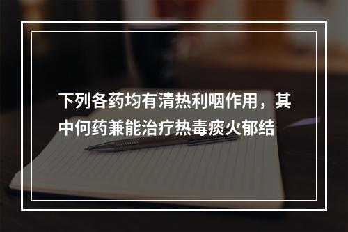 下列各药均有清热利咽作用，其中何药兼能治疗热毒痰火郁结