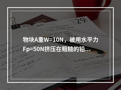 物块A重W=10N，被用水平力Fp=50N挤压在粗糙的铅垂