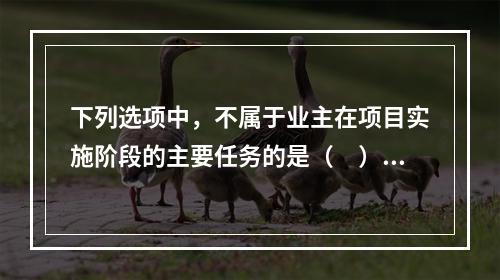 下列选项中，不属于业主在项目实施阶段的主要任务的是（　）。