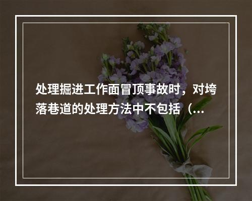 处理掘进工作面冒顶事故时，对垮落巷道的处理方法中不包括（）。