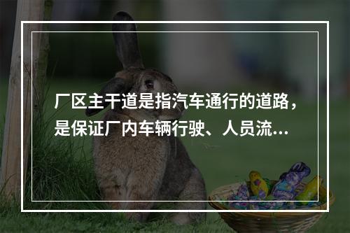 厂区主干道是指汽车通行的道路，是保证厂内车辆行驶、人员流动以