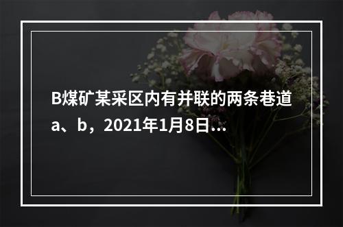 B煤矿某采区内有并联的两条巷道a、b，2021年1月8日通风