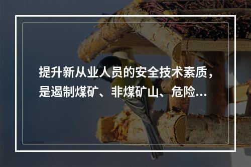 提升新从业人员的安全技术素质，是遏制煤矿、非煤矿山、危险化学