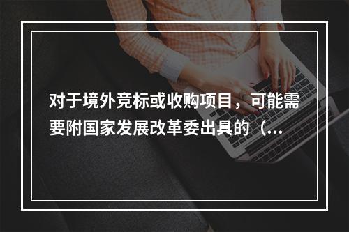 对于境外竞标或收购项目，可能需要附国家发展改革委出具的（　）