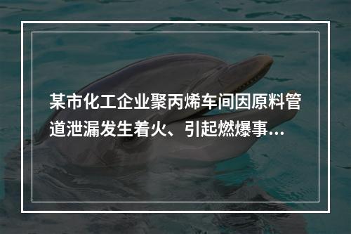 某市化工企业聚丙烯车间因原料管道泄漏发生着火、引起燃爆事故。