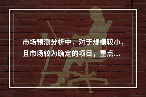 市场预测分析中，对于规模较小，且市场较为确定的项目，重点分析