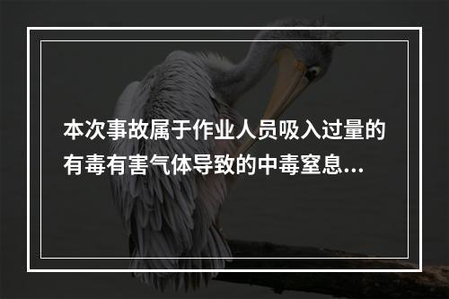 本次事故属于作业人员吸入过量的有毒有害气体导致的中毒窒息。下