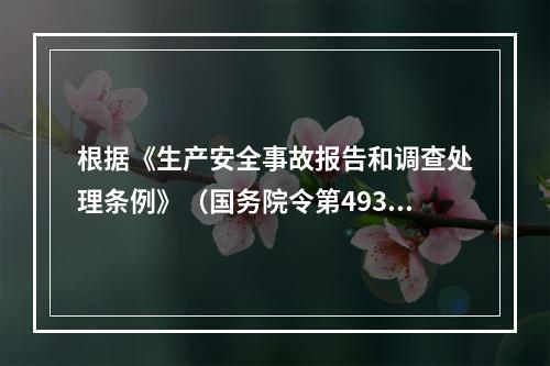 根据《生产安全事故报告和调查处理条例》（国务院令第493号）