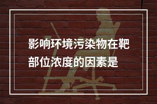 影响环境污染物在靶部位浓度的因素是