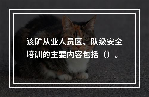 该矿从业人员区、队级安全培训的主要内容包括（）。