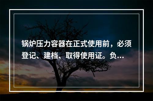 锅炉压力容器在正式使用前，必须登记、建档、取得使用证。负责登