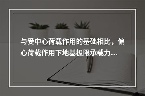 与受中心荷载作用的基础相比，偏心荷载作用下地基极限承载力将