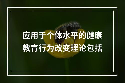 应用于个体水平的健康教育行为改变理论包括