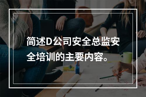 简述D公司安全总监安全培训的主要内容。