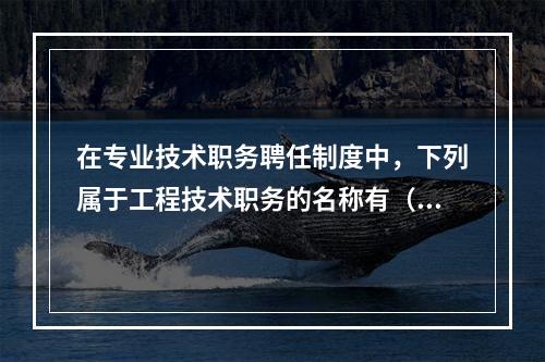 在专业技术职务聘任制度中，下列属于工程技术职务的名称有（）。