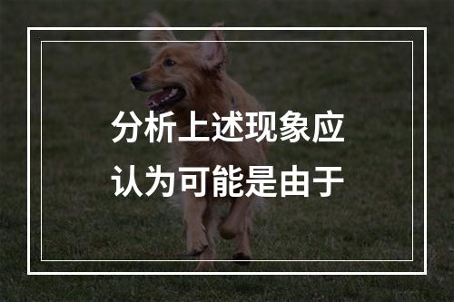 分析上述现象应认为可能是由于