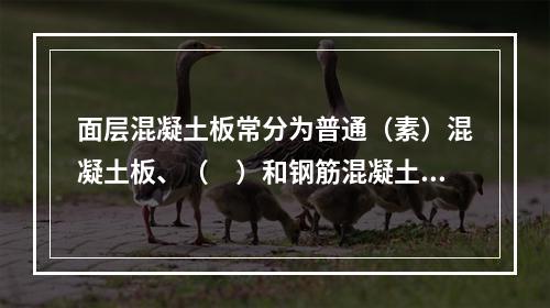 面层混凝土板常分为普通（素）混凝土板、（　）和钢筋混凝土板等