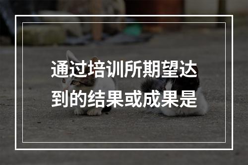 通过培训所期望达到的结果或成果是