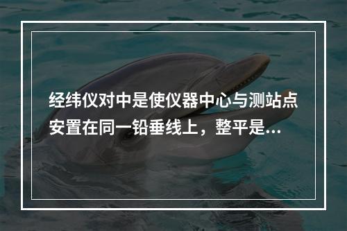 经纬仪对中是使仪器中心与测站点安置在同一铅垂线上，整平是使