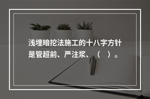 浅埋暗挖法施工的十八字方针是管超前、严注浆、（　）。